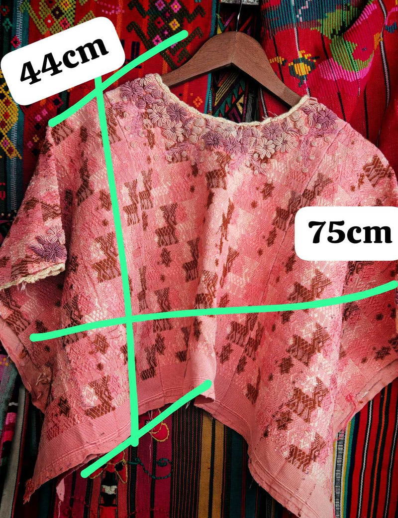 Pink and Brown Coban Huipil #6-285
