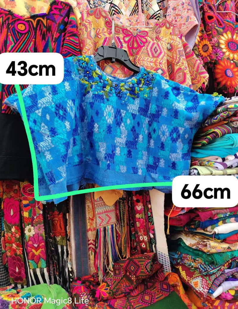 Short blue Coban huipil #4-160