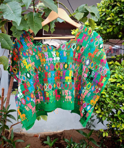 Vintage Guatemalan huipil with handwoven Mayan embroidery