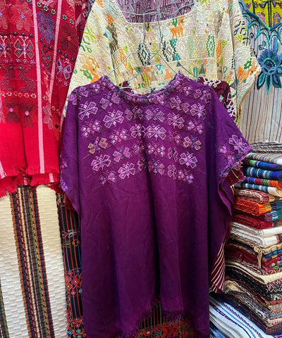 Vintage Guatemalan huipil with handwoven Mayan embroidery