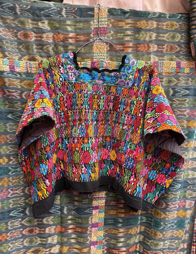 Colourful on black Coban huipil #4-280