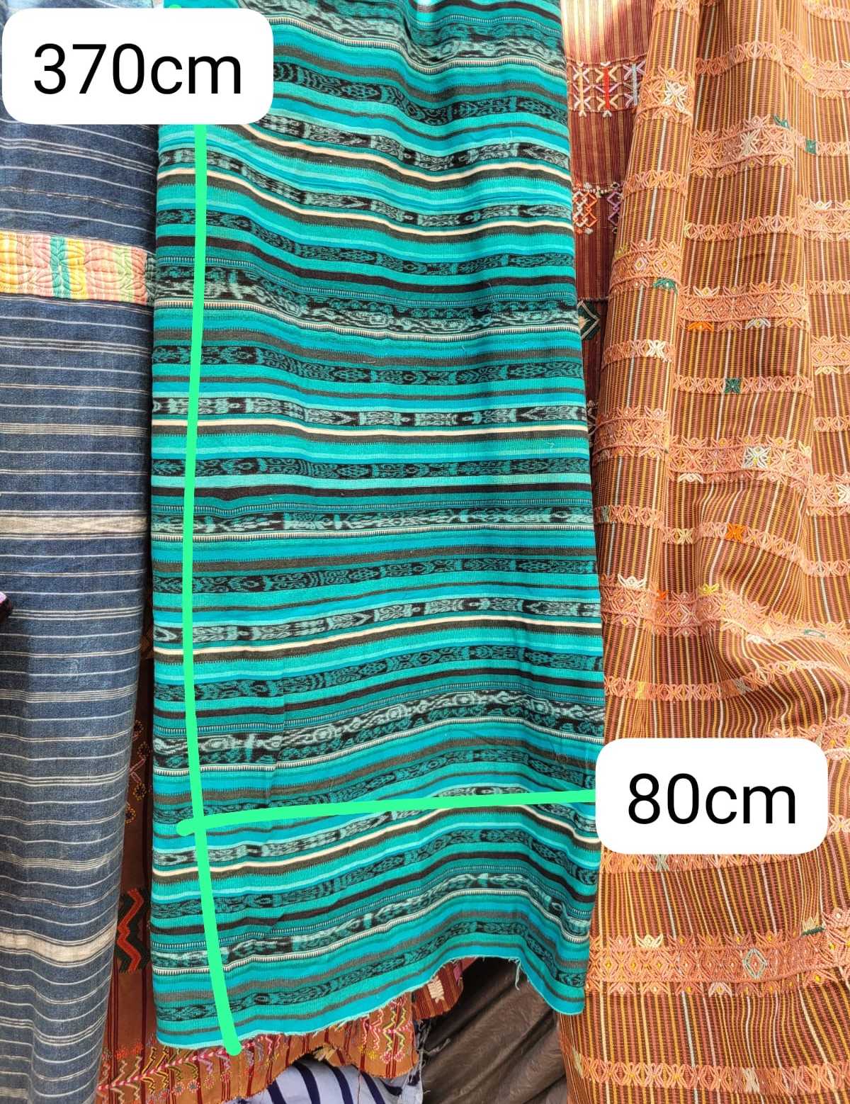 4 different green and blue handwoven cortes #2-104