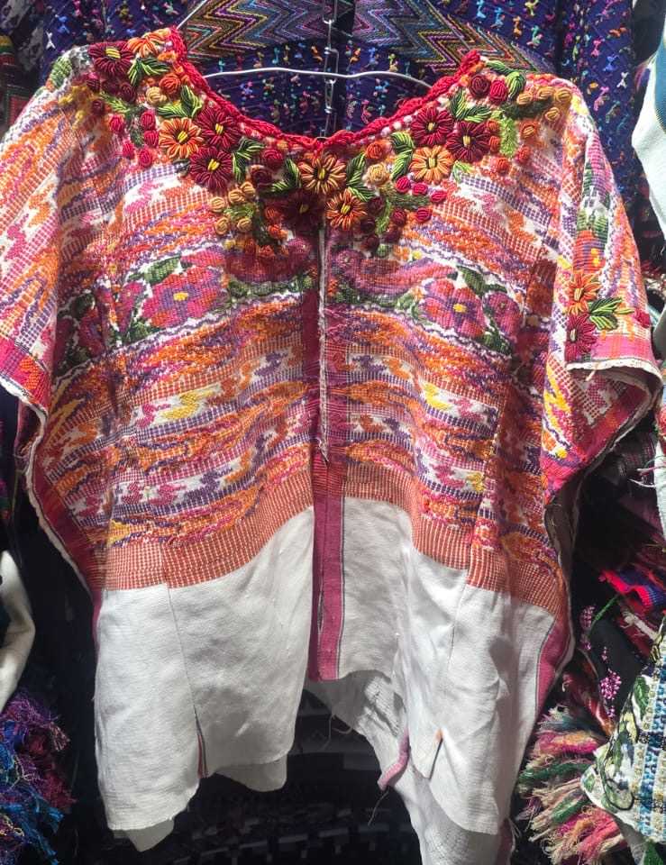 Red and orange Aguas Calientas huipil #2-59