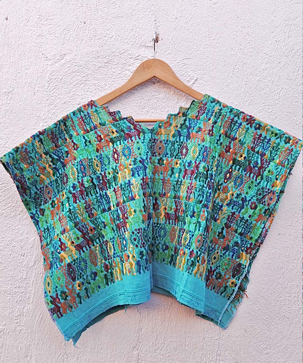 Coban huipil in colourful turquoise