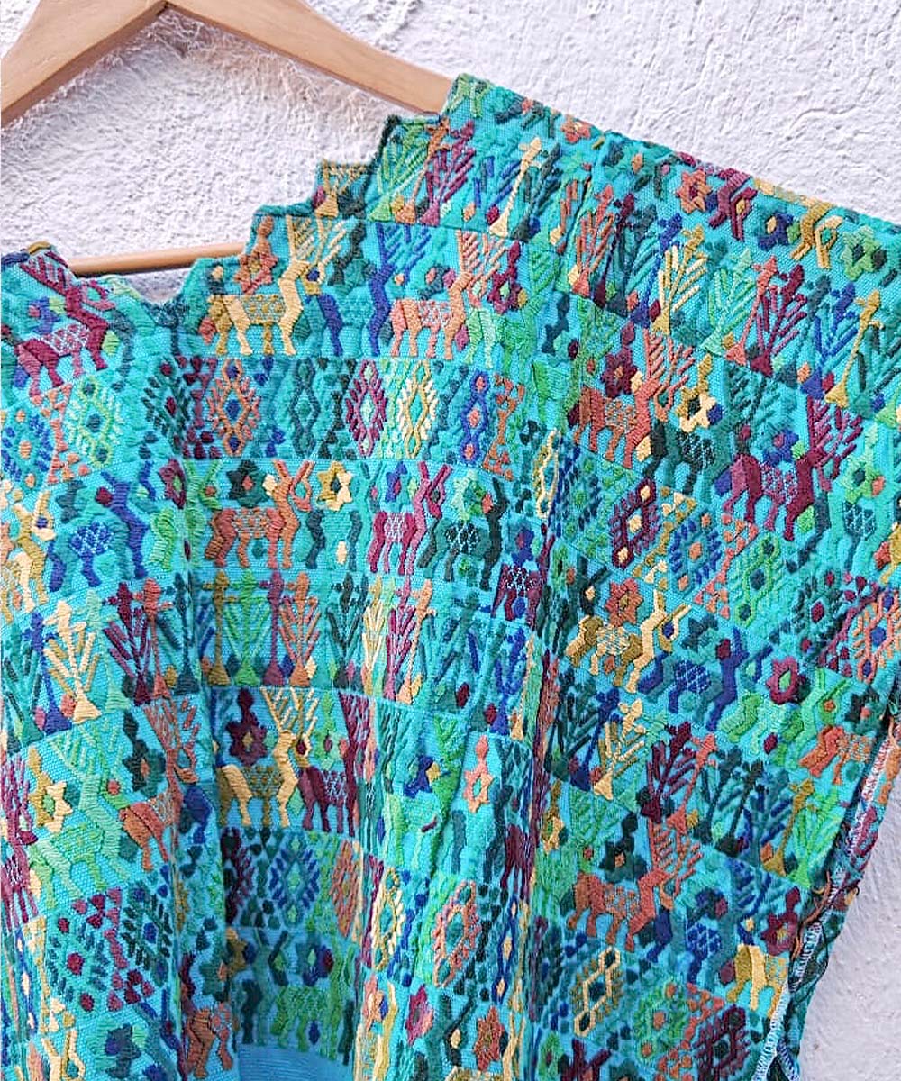 Coban huipil in colourful turquoise