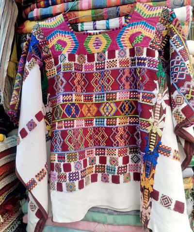 Vintage Guatemalan huipil with handwoven Mayan embroidery