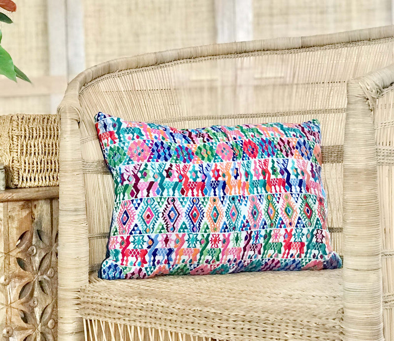 Embroidered Vintage textile huipil cushion
