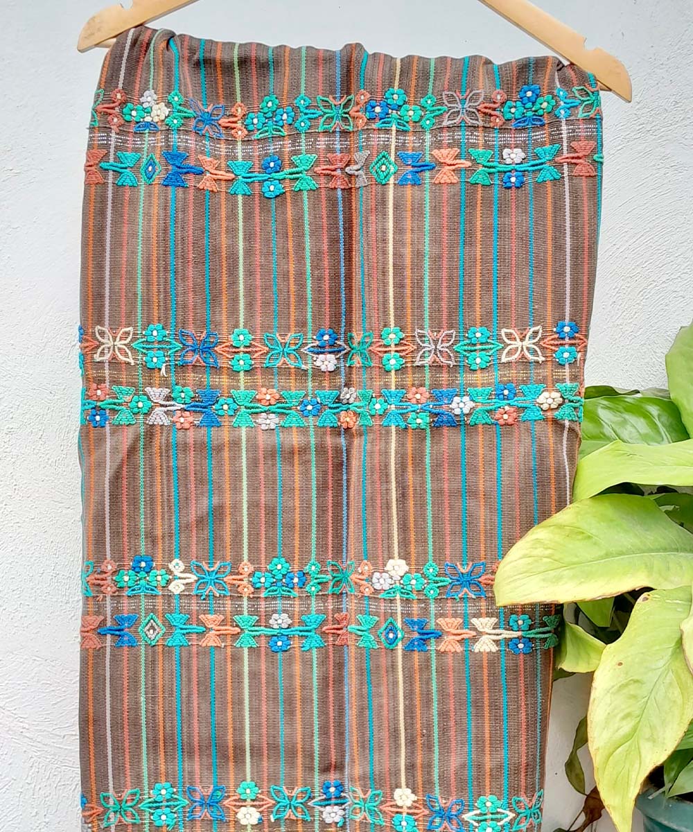 Guatemalan corte from Aguacatan in brown with green & blue accents