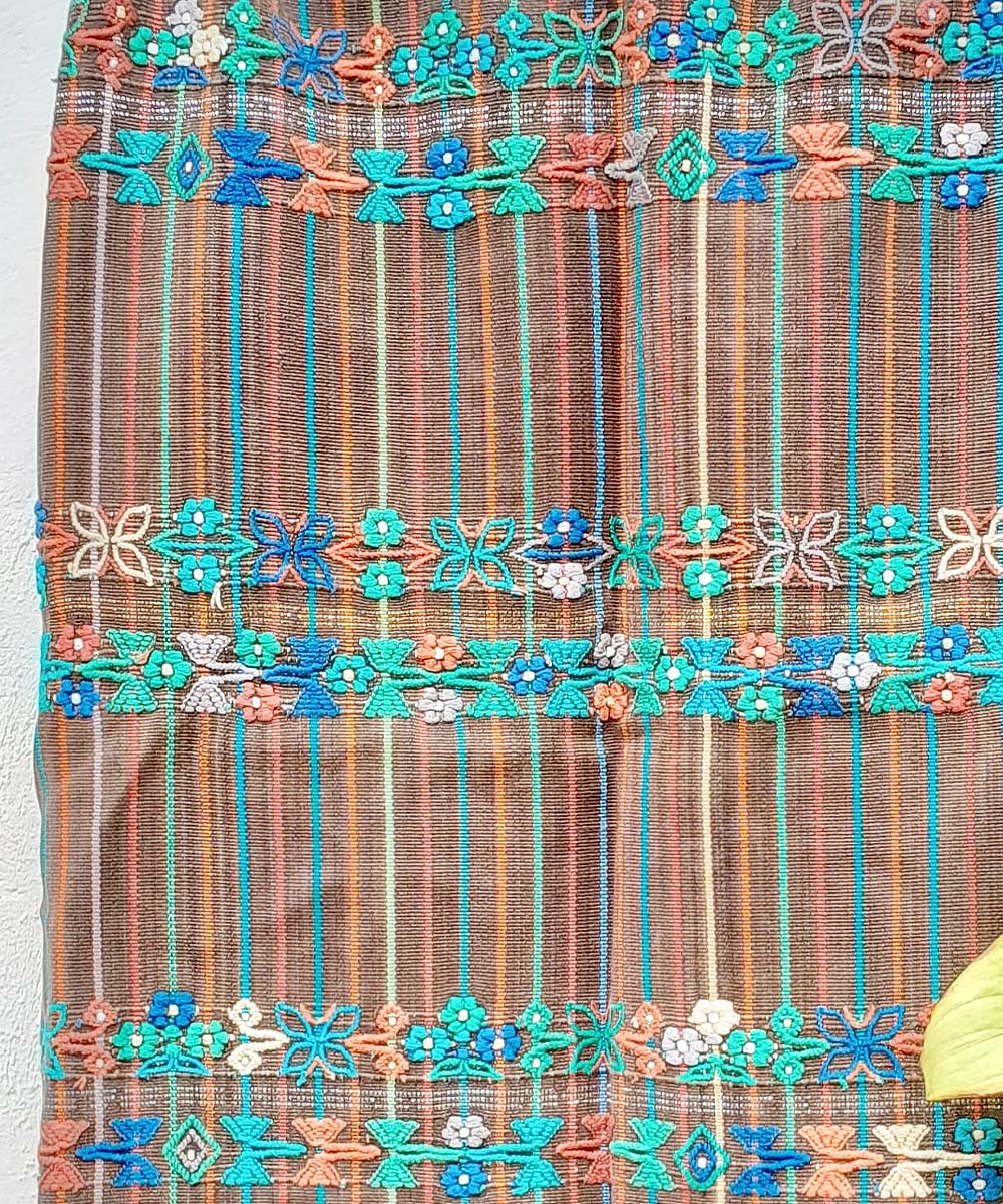 Guatemalan corte from Aguacatan in brown with green & blue accents