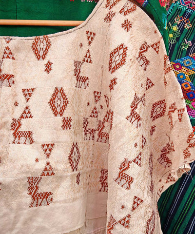 Cream and brown Coban huipil