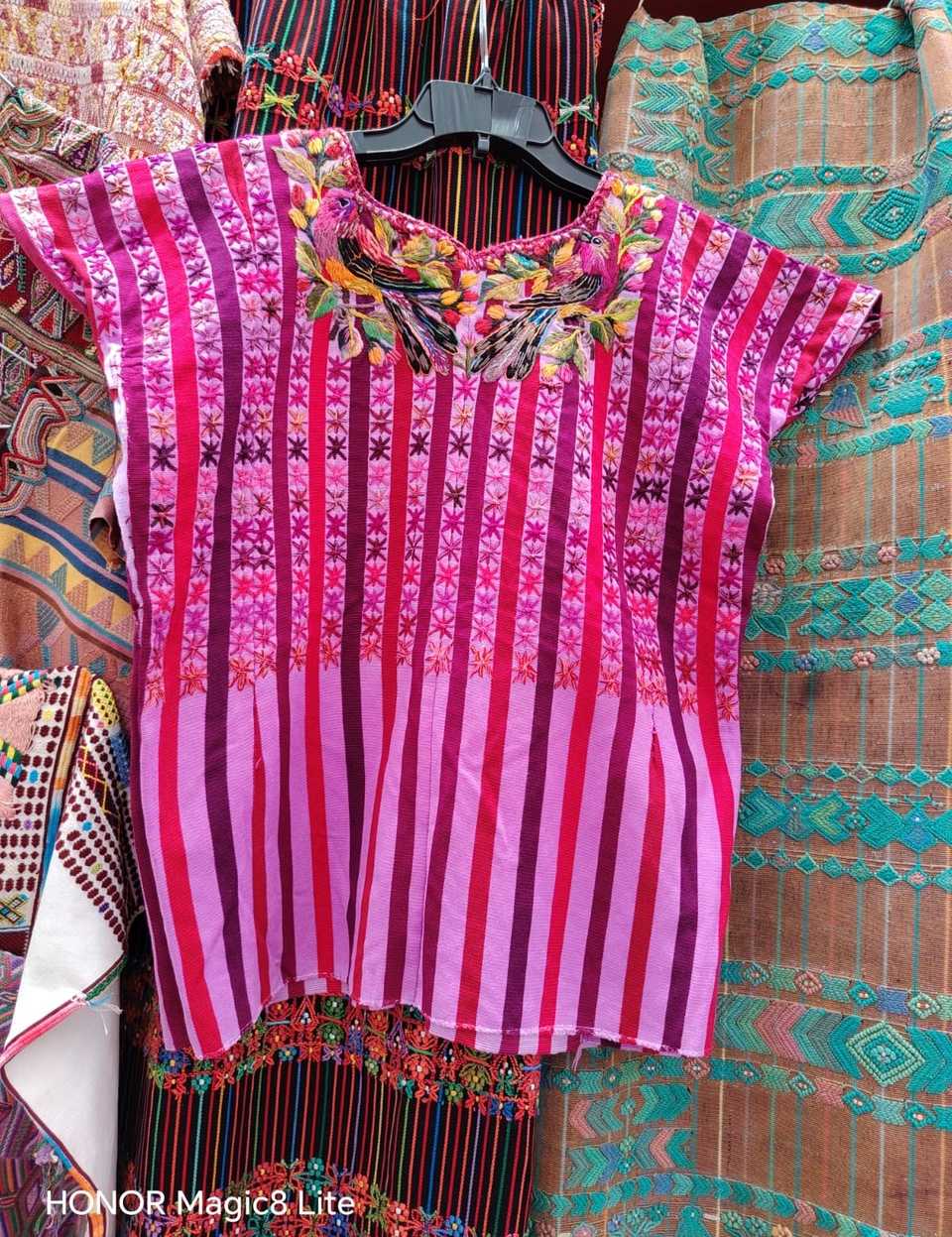 Pink and red Santiago huipil #5-132