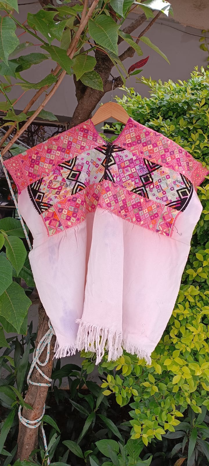 Pretty pink Nahuala huipil