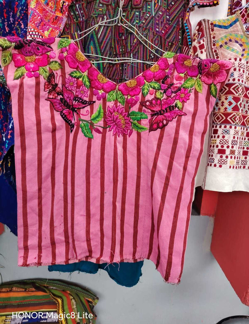 Pink butterflies Santiago huipil #6-143