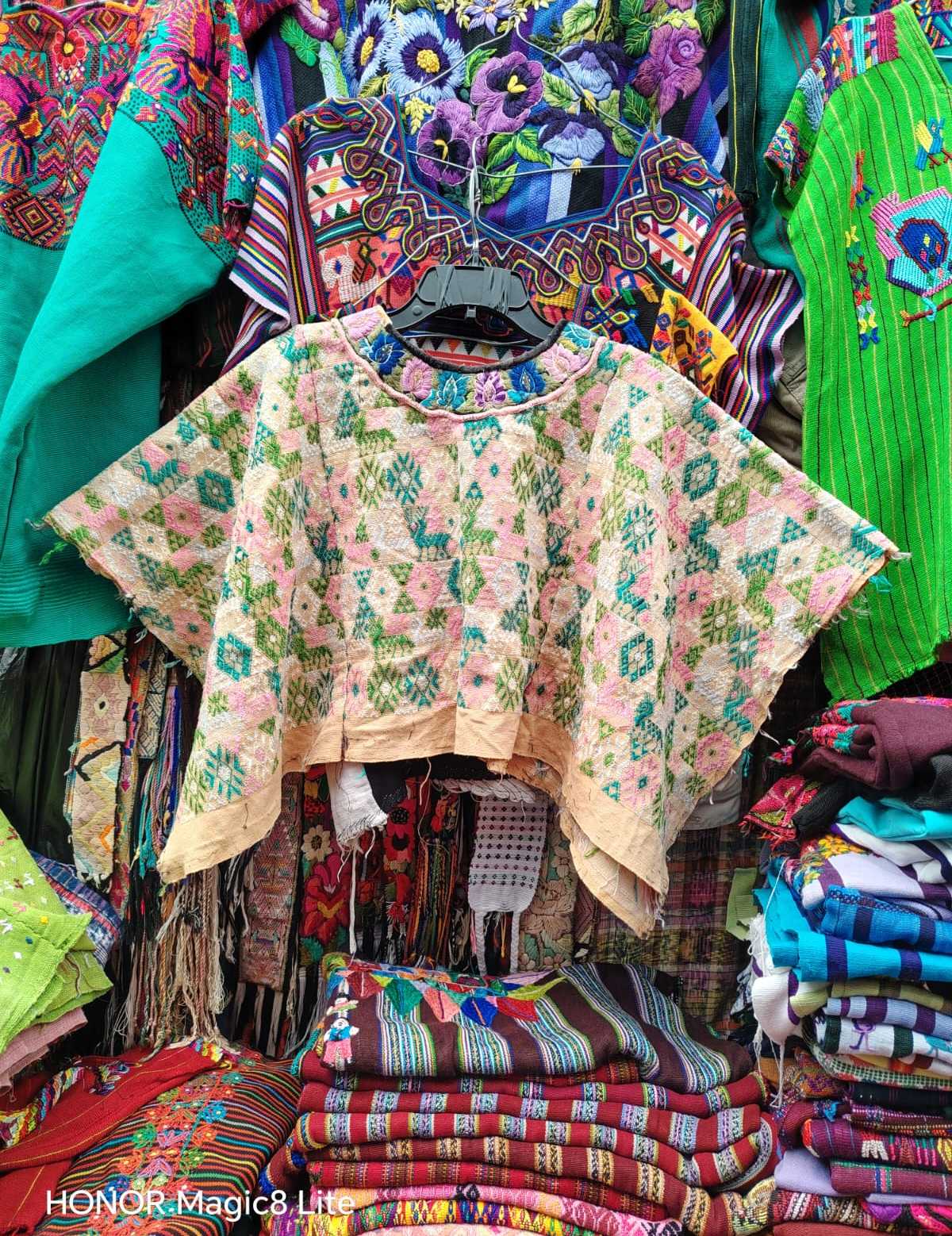 Green and pink Coban huipil #4-115