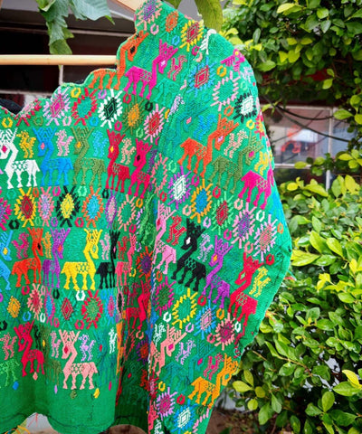 Vintage Guatemalan huipil with handwoven Mayan embroidery