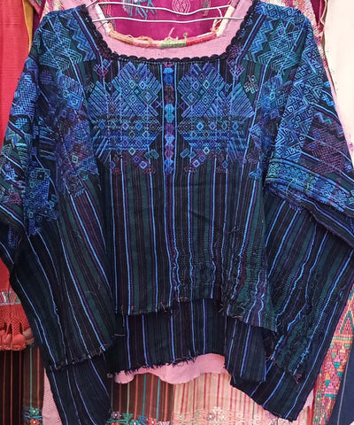 Black and blue Nahuala huipil