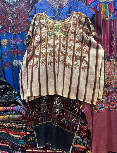 (Reserved for Elizabeth) Brown striped Santiago huipil #3-63