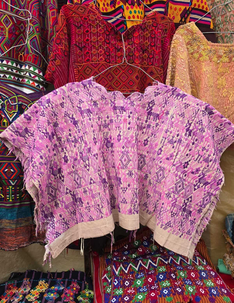 Pink and purple Coban huipil #6-174