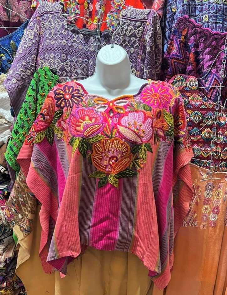 Pink and lilac floral Chichicastenango huipil #5-203