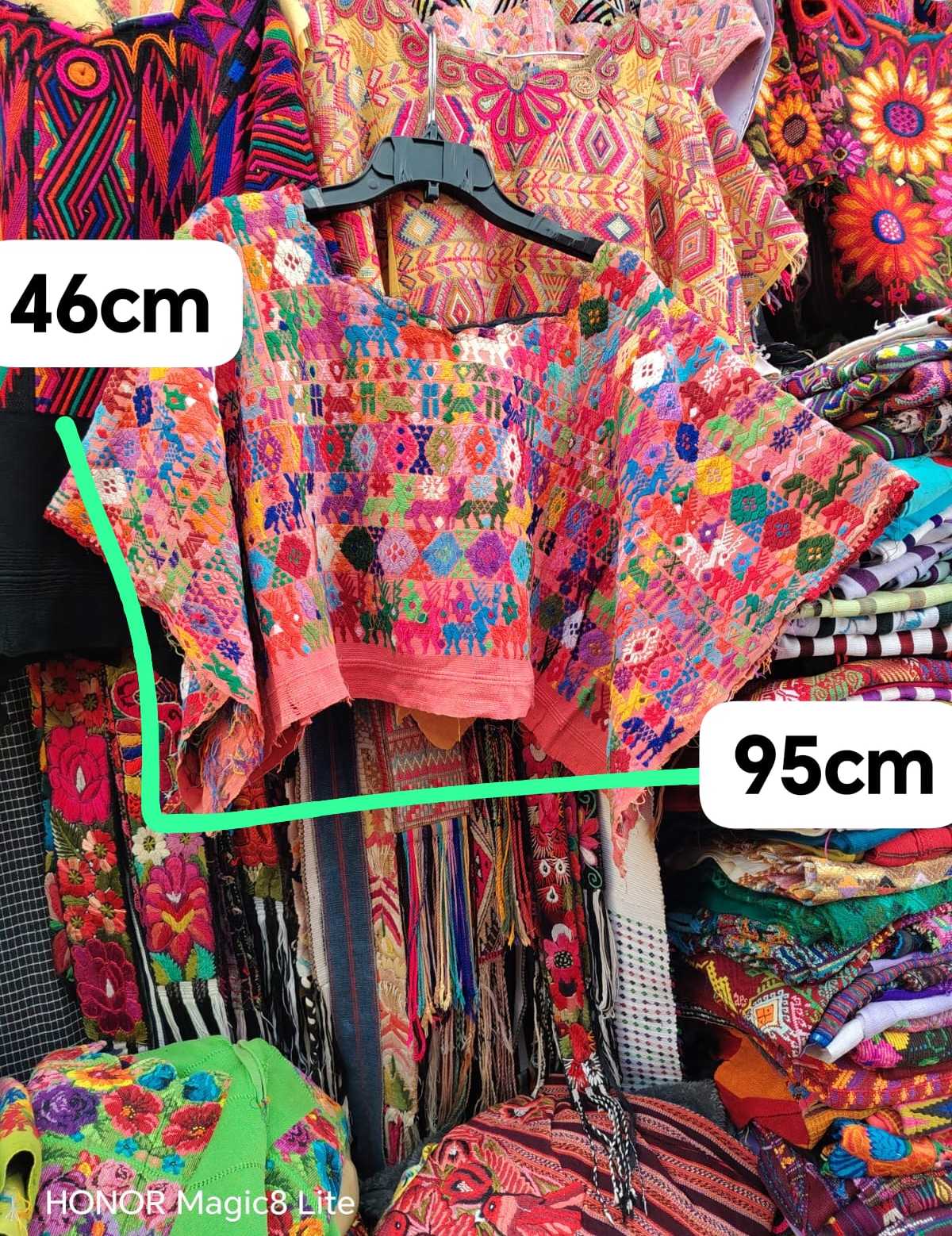 Short wide necked coral Coban huipil #4-161