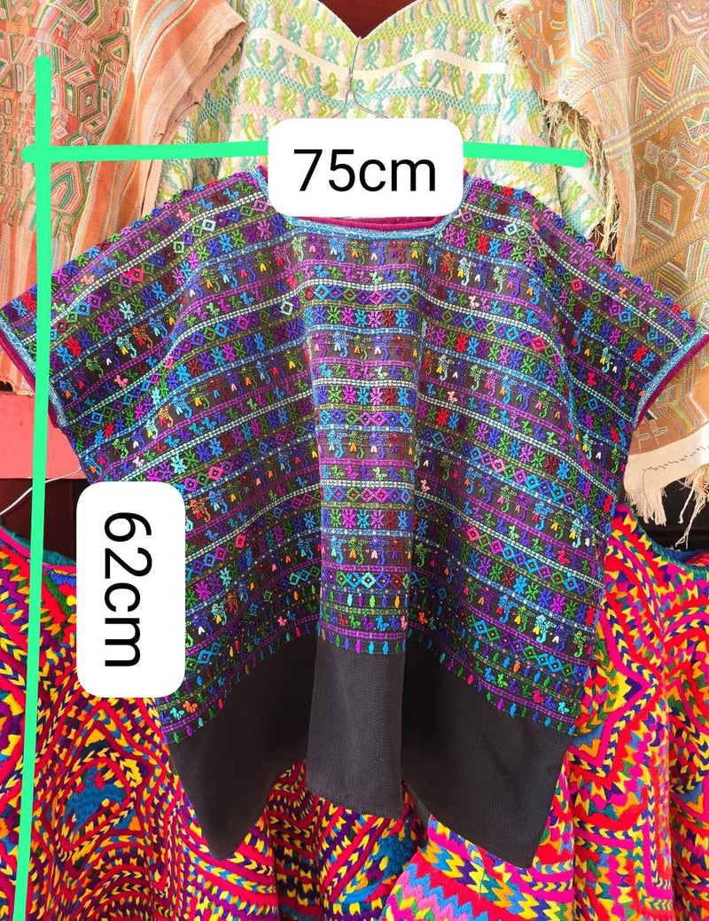 Blue Pink and Black Rabinal Huipil #6-267