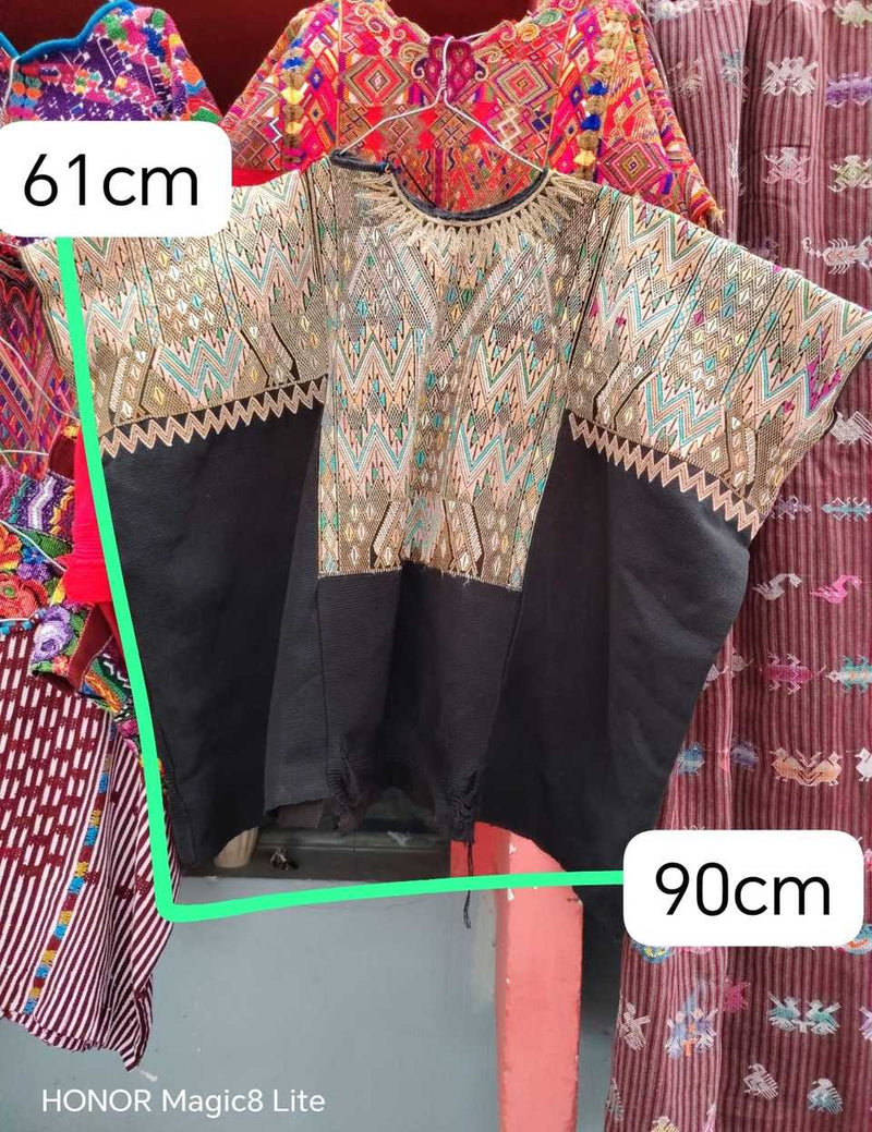 Brown and black Chichicastenango huipil #6-14