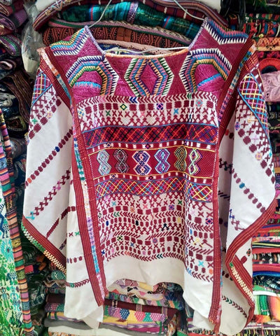 Vintage Guatemalan huipil with handwoven Mayan embroidery