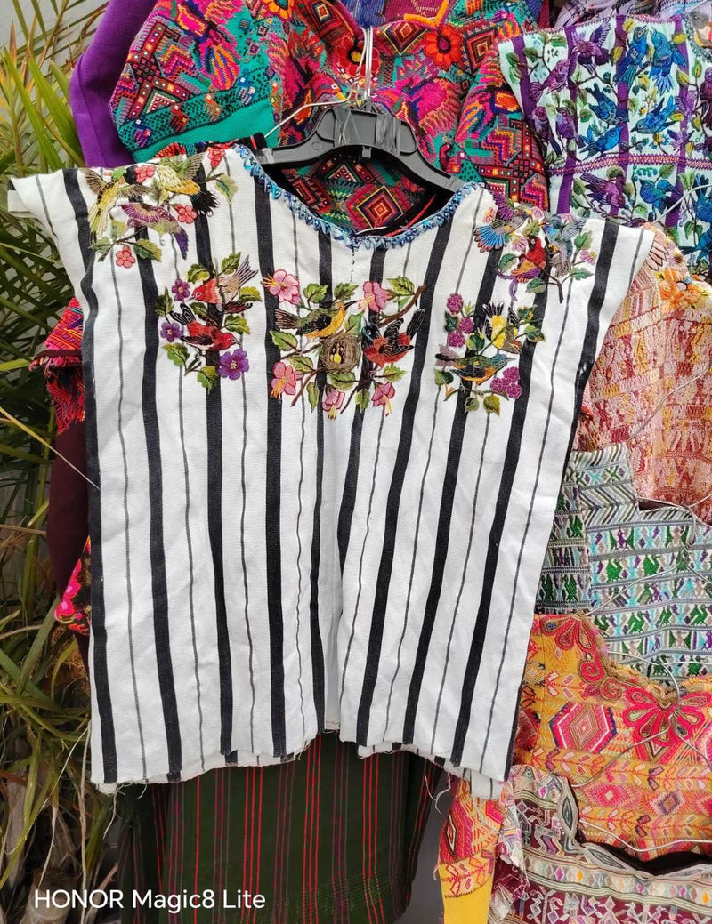 Black and white striped Santiago huipil #4-199