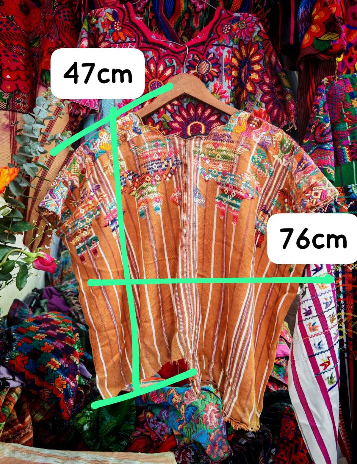 Caramel striped Nahaula huipil #6-25
