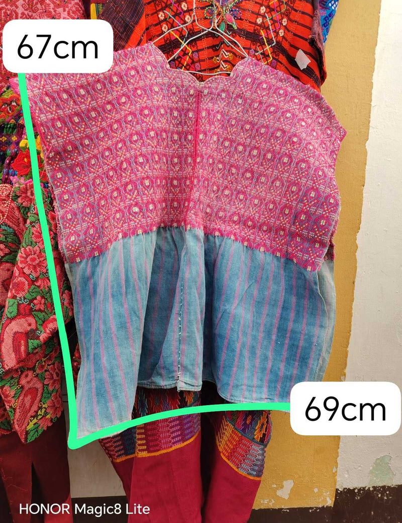 Pink and Indigo Nahuala Huipil #6-340
