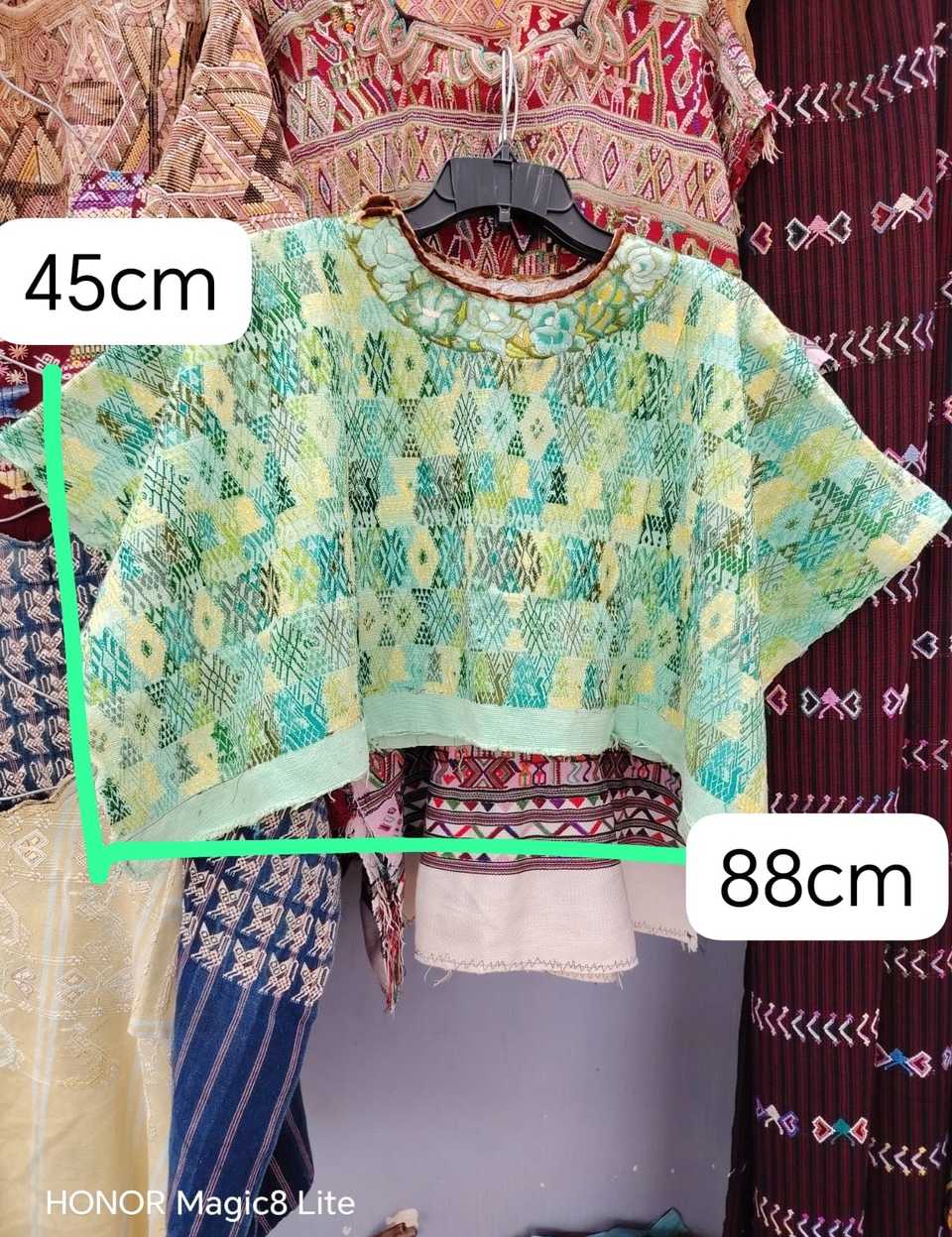 Green and primrose Coban huipil #5-323