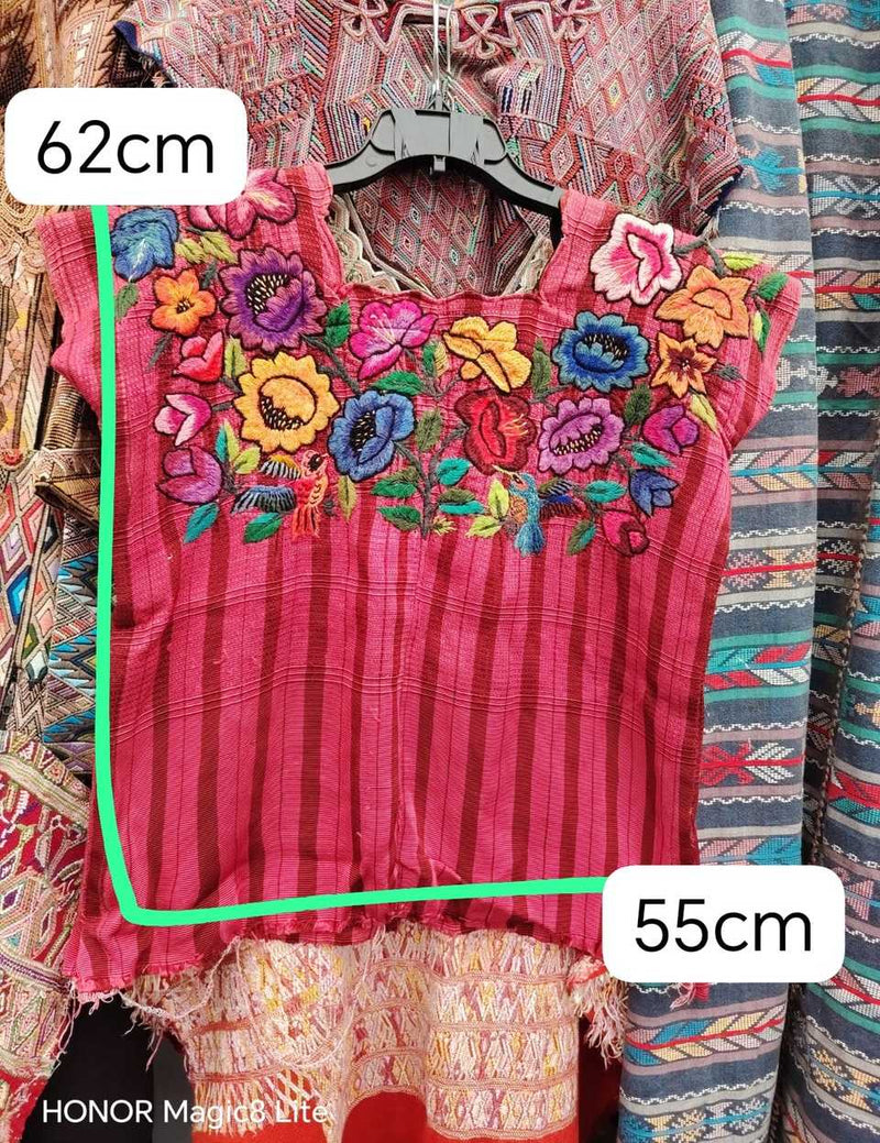 Pink floral Santiago huipil #4-323