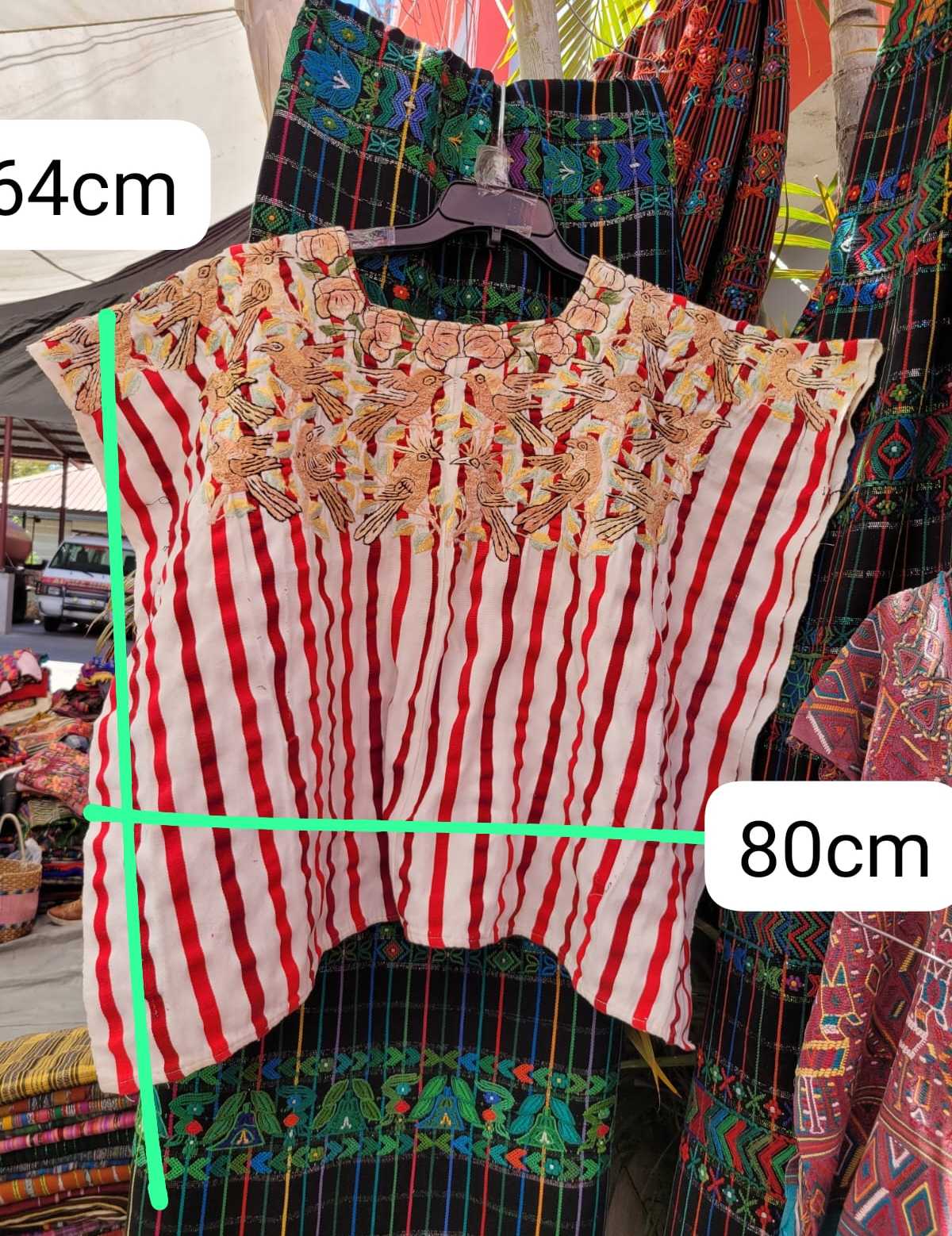 Red and white striped Santiago huipil #3-13