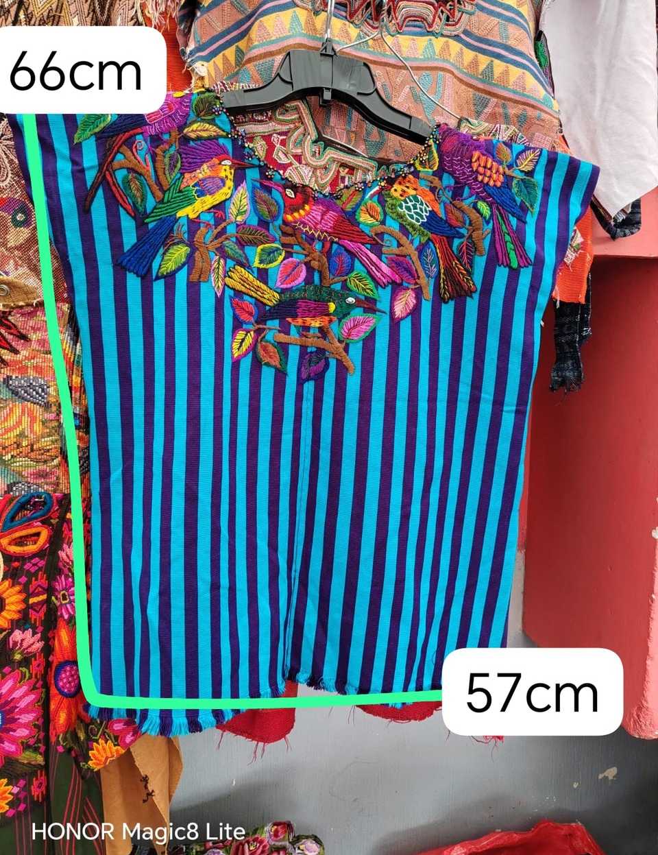 Blue and maroon striped Santiago huipil #5-174