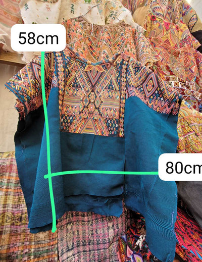 Blue and pink Chichicastenango huipil #2-90