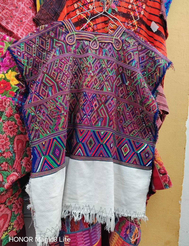 Raspberry and Blue Nebaj Huipil #6-343
