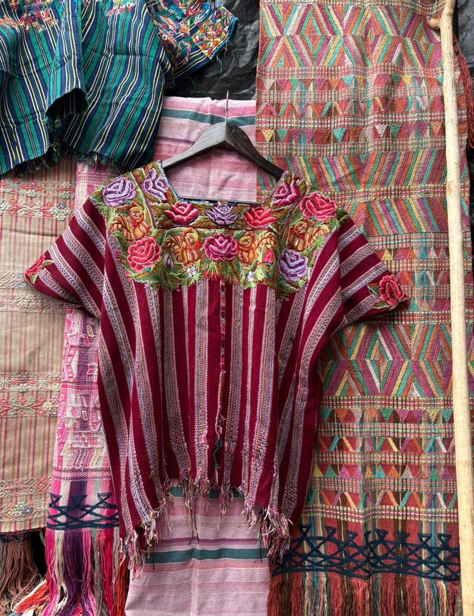 Floral and striped Patzun huipil #2-94