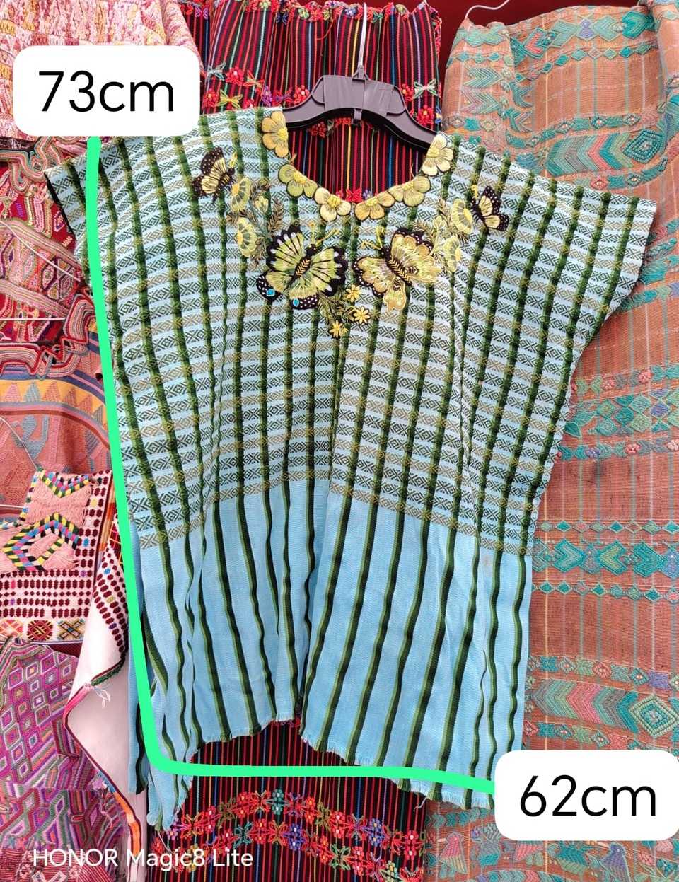 Blue, green and yellow gingham Santiago huipil #5-134