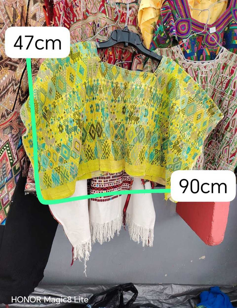 Yellow and blue Coban huipil #5-44