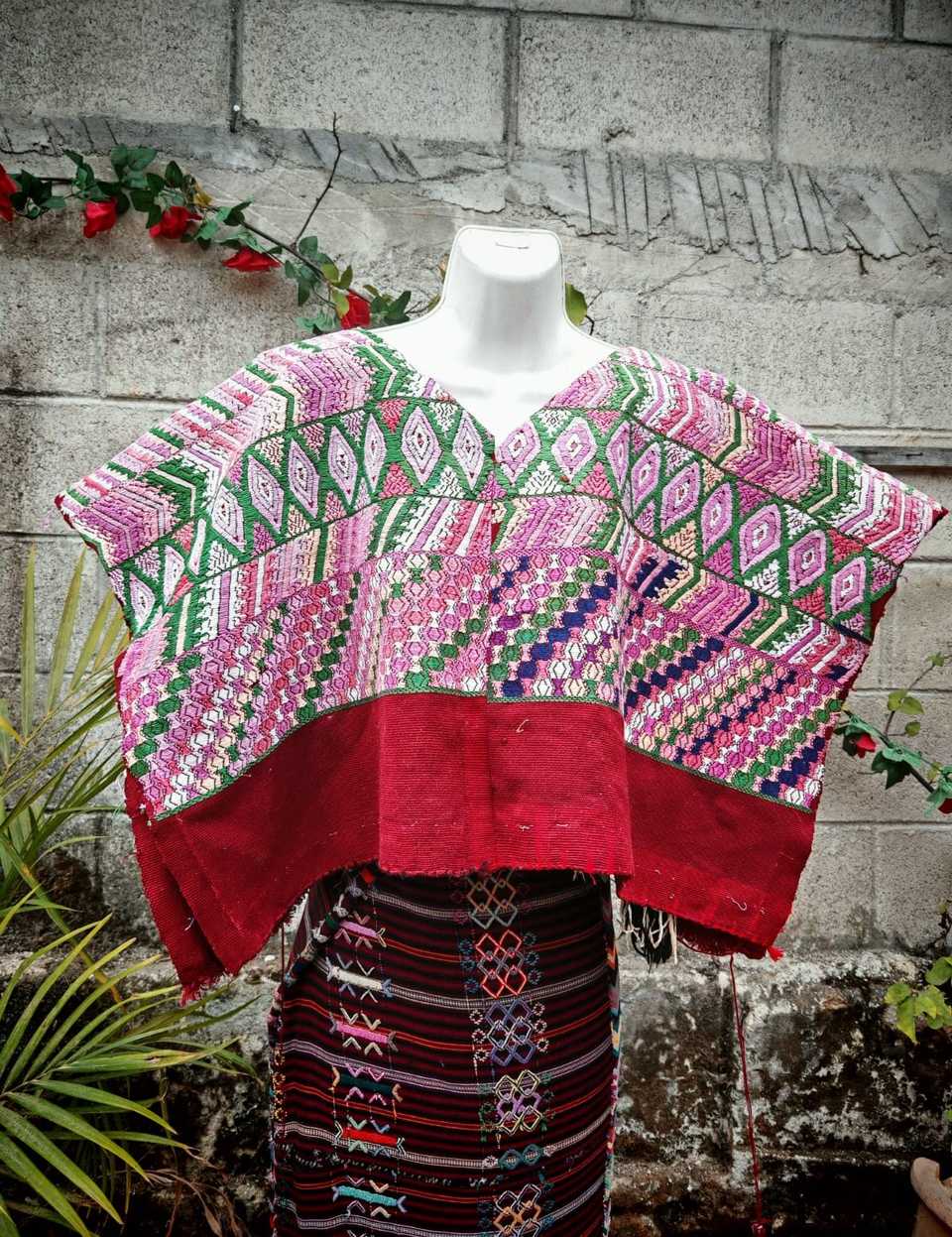 Berry and red Comalapa huipil #4-290