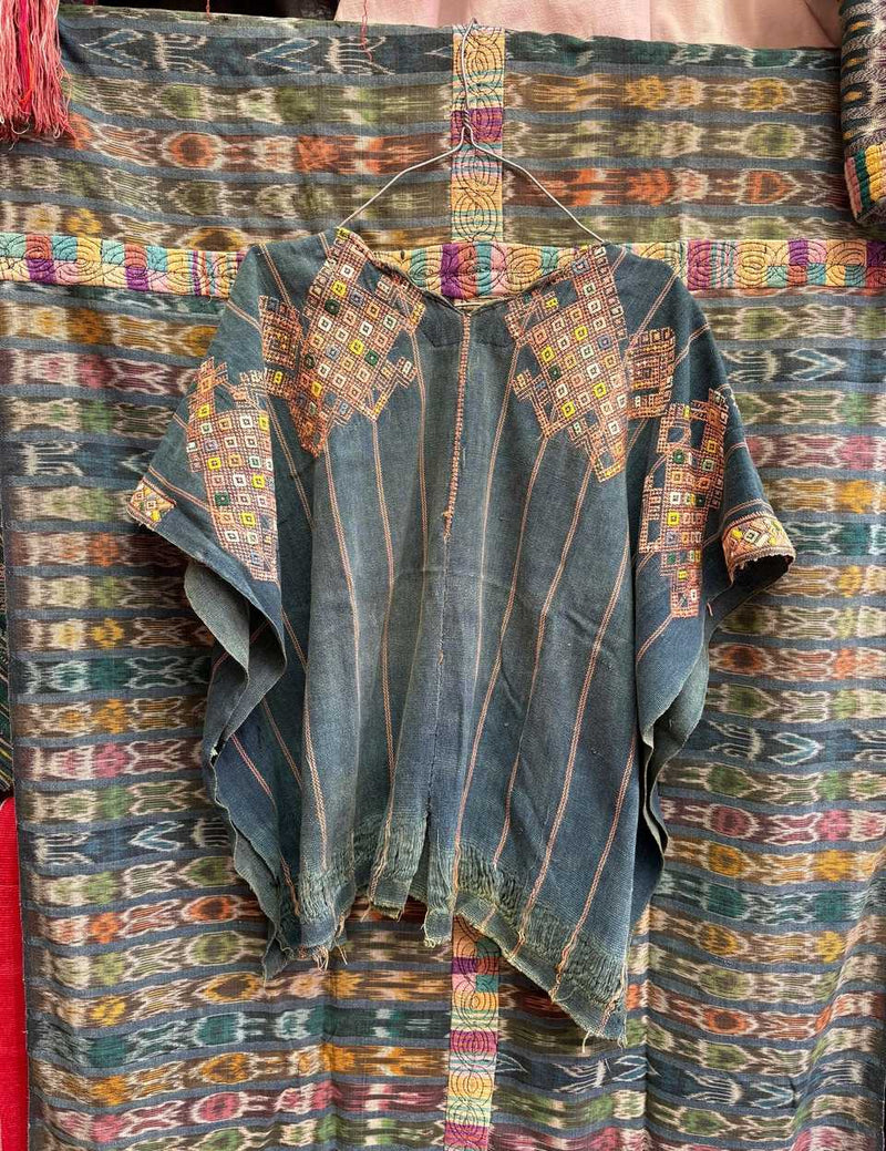 Faded indigo bird Nahuala huipil #4-279