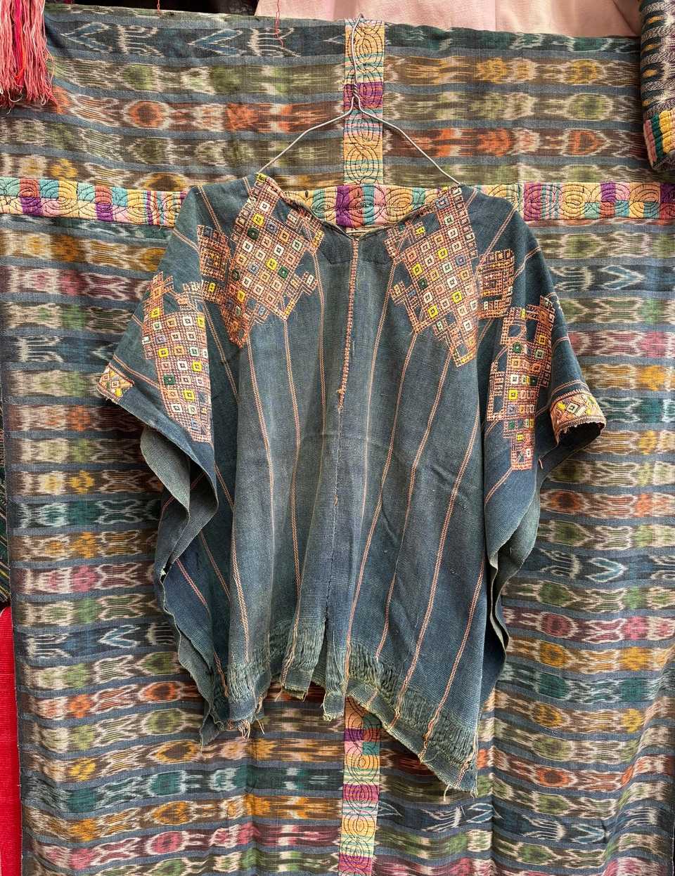 Faded indigo bird Nahuala huipil #4-279