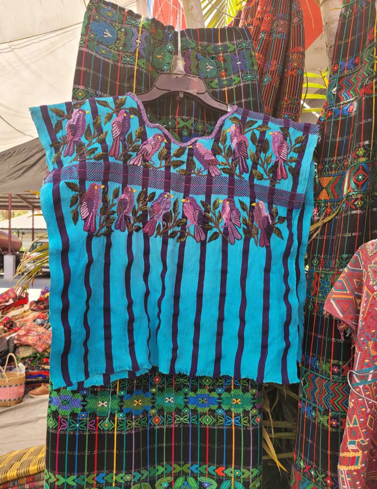 Blue and berry Santiago huipil #3-59