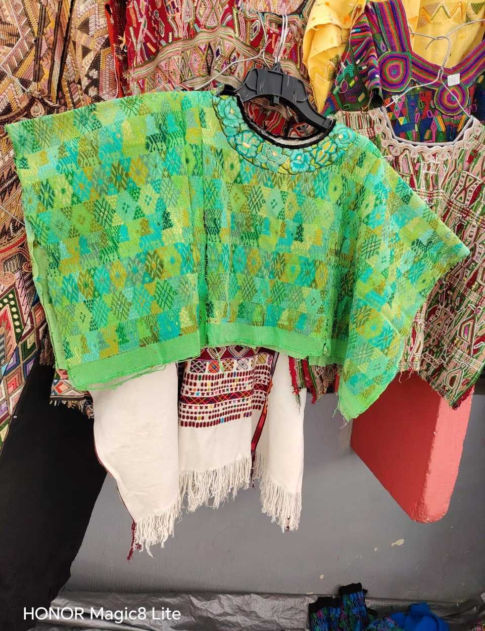 Bright green Coban huipil #5-55