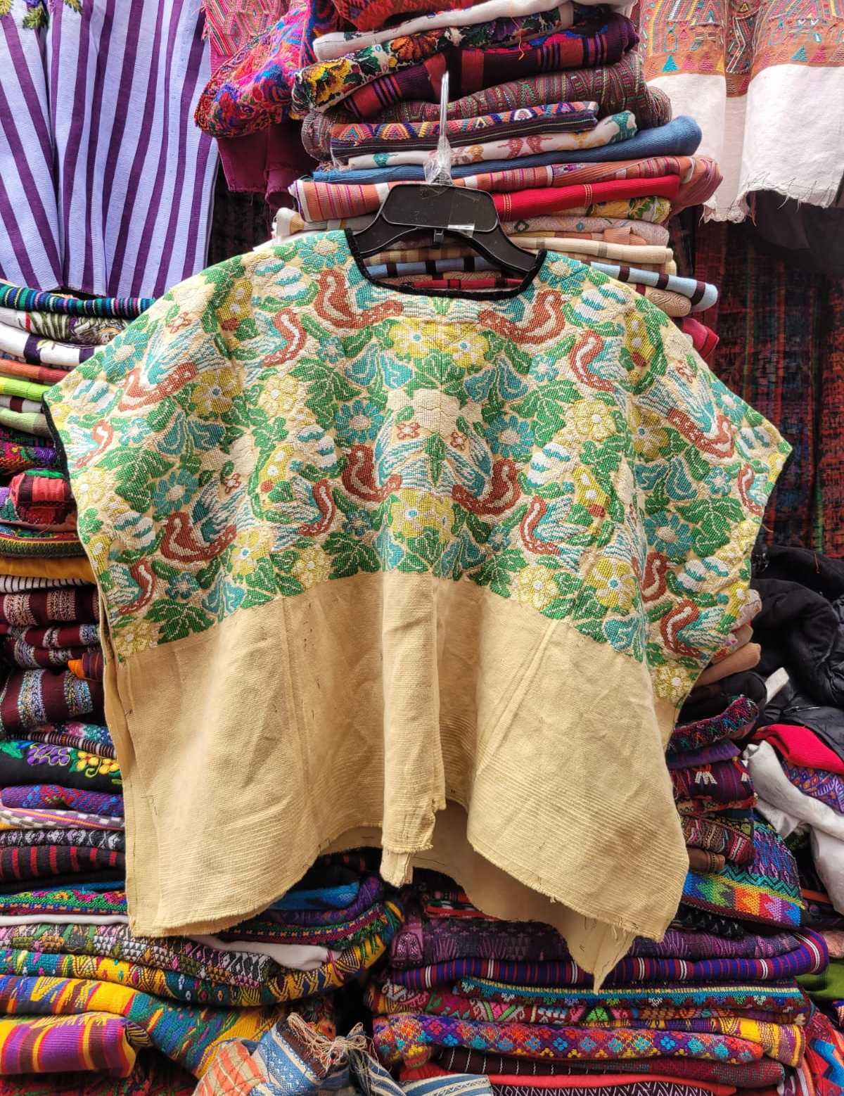 Primrose and green Comalapa huipil #3-35