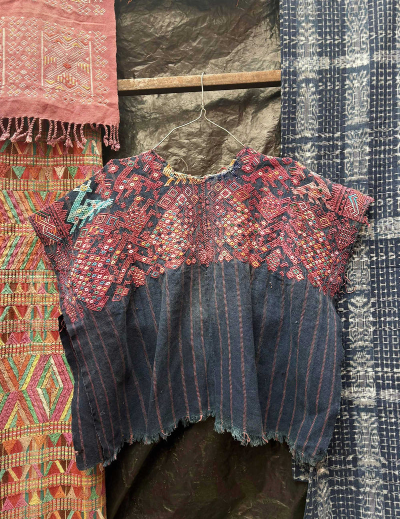 Faded red and indigo Nahuala huipil #4-102