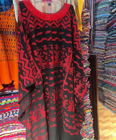 Vintage Guatemalan huipil with handwoven Mayan embroidery