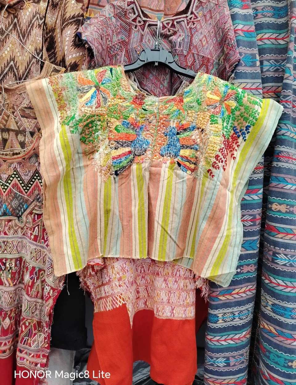 Peach and green Santiago huipil #4-325