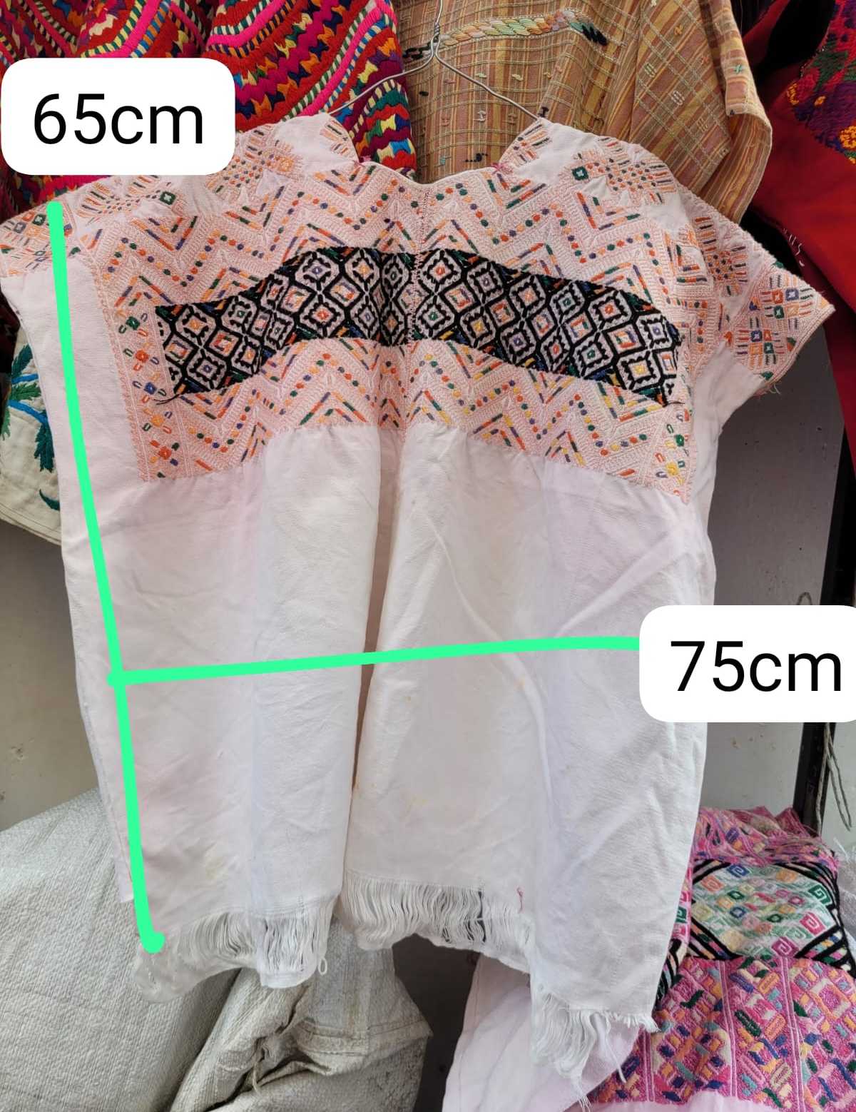 Pink and white Nahuala huipil #2-106