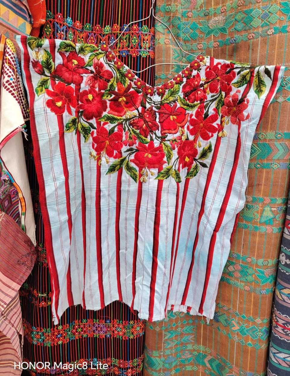Red and white butterfly Santiago huipil #5-115